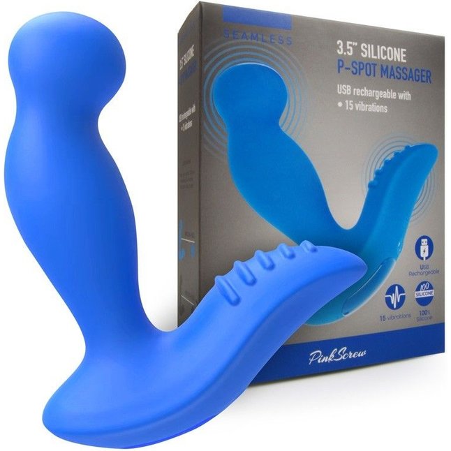 Синий вибромассажер простаты 3,5’’ P-spot Massager - 12,5 см. Фотография 2.