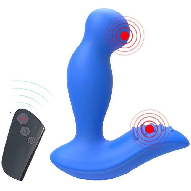 Синий вибромассажер простаты 3,5’’ Remote Control P-spot Massager - 12,5 см. Фотография 4.