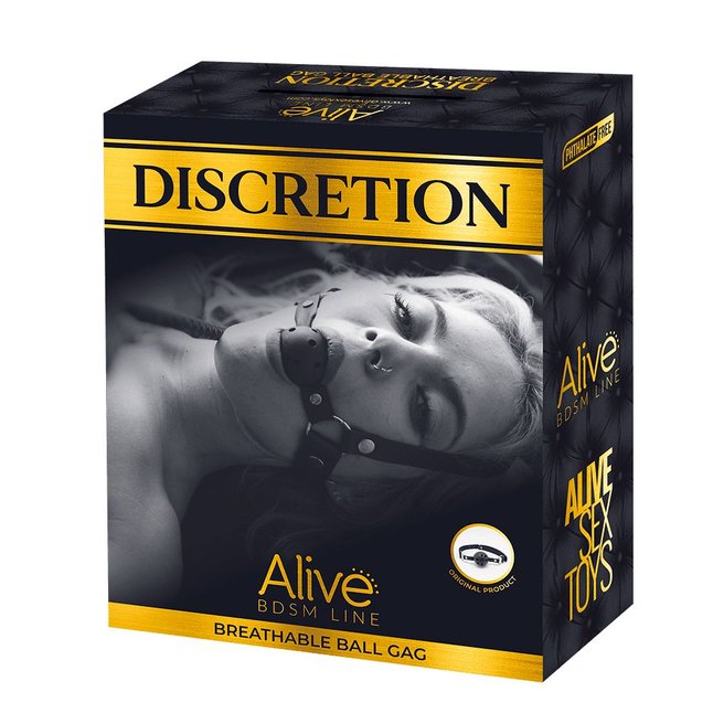 Красный кляп-шар Discretion на регулируемых ремешках - Alive. Фотография 3.