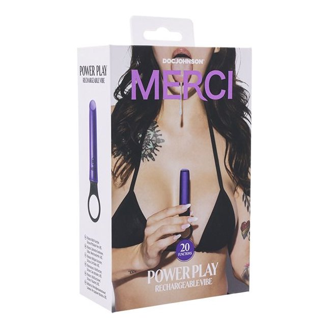 Мини-вибратор Merci Power Play со скошенным кончиком - 13,3 см. Фотография 5.