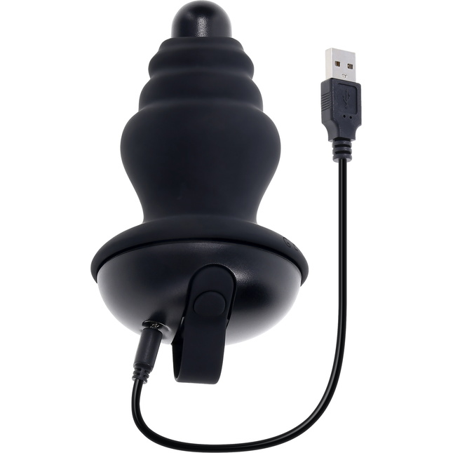 Черный вибростимулятор со съёмной насадкой Echo - 15,3 см. Фотография 9.