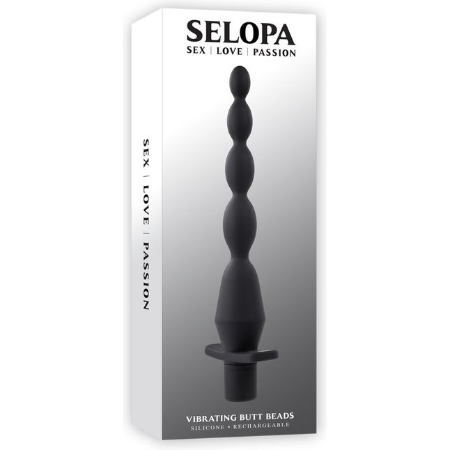 Черная анальная елочка с вибрацией Vibrating Butt Beads - 22 см. Фотография 5.