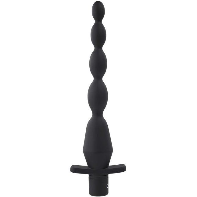 Черная анальная елочка с вибрацией Vibrating Butt Beads - 22 см