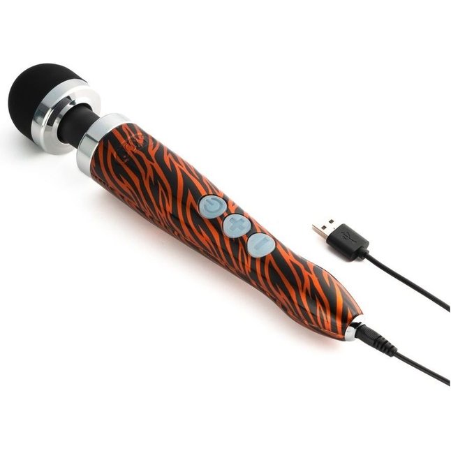 Беспроводной wand-вибратор Doxy Die Cast 3R с тигровым принтом на рукояти - 28 см. Фотография 2.