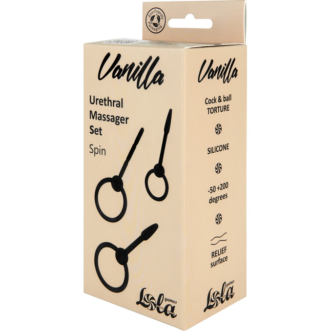 Набор из 3 черных уретральных массажеров Spin - Vanilla. Фотография 4.