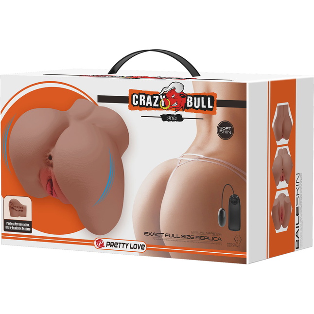 Карамельный мастурбатор-полуторс Mila с вибрацией - Crazy Bull. Фотография 10.
