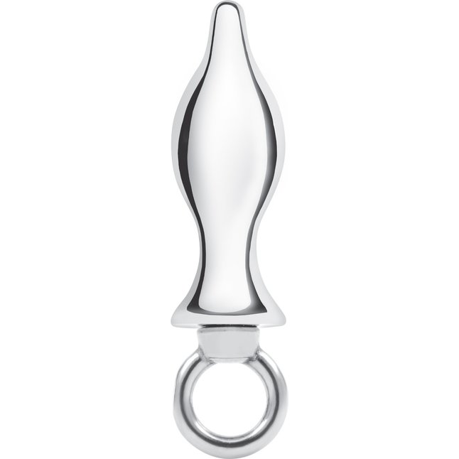 Металлический плаг с кольцом Stainless Steel Metal Tapered Butt Plug With Loop Hardware - 10 см