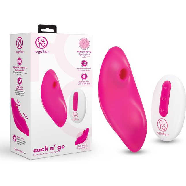 Розовый клиторальный вибромассажер Suck n’ Go. Фотография 2.