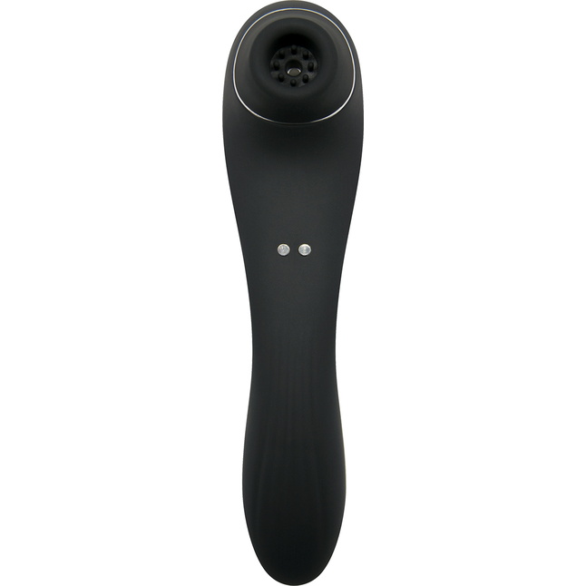 Черный стимулятор Smoooch Clitoral Suction Vibration - 18,6 см - Wooomy. Фотография 3.