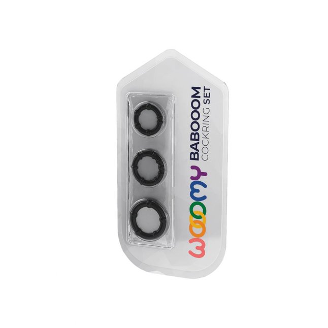 Набор из 3 черных эрекционных колец Babooom Ring Set - Wooomy. Фотография 2.