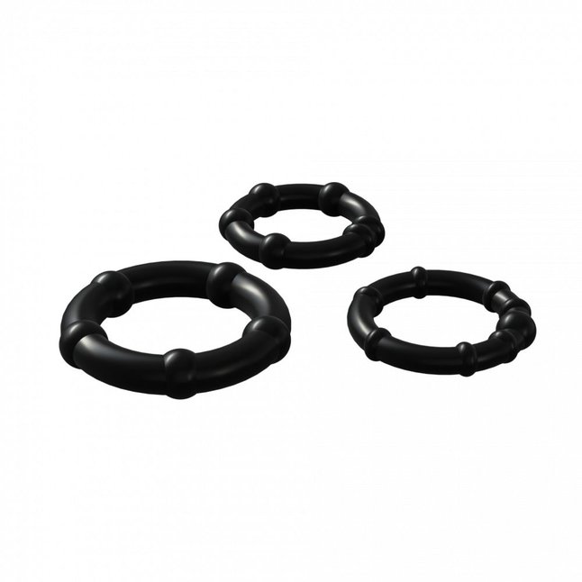 Набор из 3 черных эрекционных колец Babooom Ring Set - Wooomy