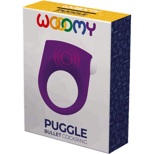 Фиолетовое эрекционное кольцо Puggle Vibrating Ring with Bullet - Wooomy. Фотография 4.