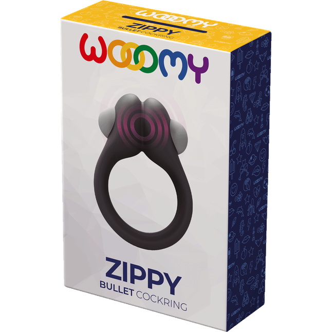 Черное эрекционное кольцо Zippy Vibrating Ring With Bullet - Wooomy. Фотография 4.