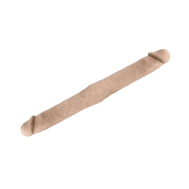 Телесный двусторонний фаллоимитатор Knock-Knock - 38,5 см - Wooomy