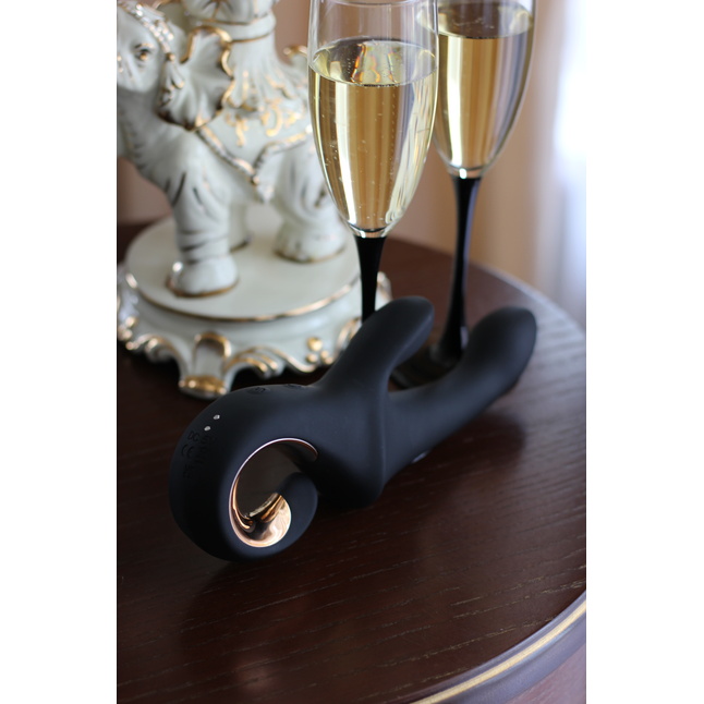 Черный вибратор-кролик Mystery - 22,5 см. Фотография 7.