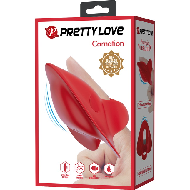 Красный вибратор на палец Carnation - Pretty Love. Фотография 12.