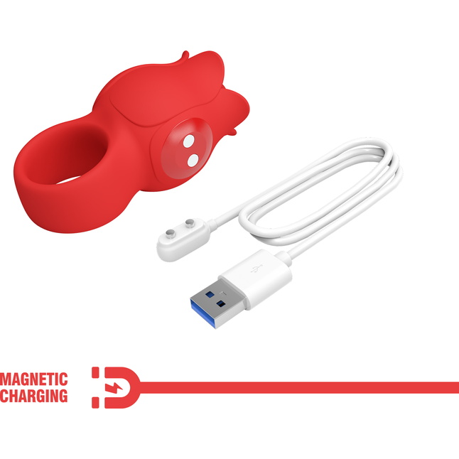 Красный мини-вибратор на палец Jae - Pretty Love. Фотография 11.