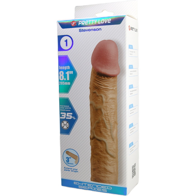 Телесная насадка на пенис Stevenson - 20,5 см - Pretty Love. Фотография 12.