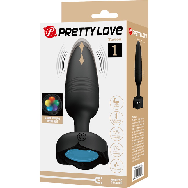 Черная анальная вибропробка с подсветкой Tarion - 12,5 см - Pretty Love. Фотография 8.