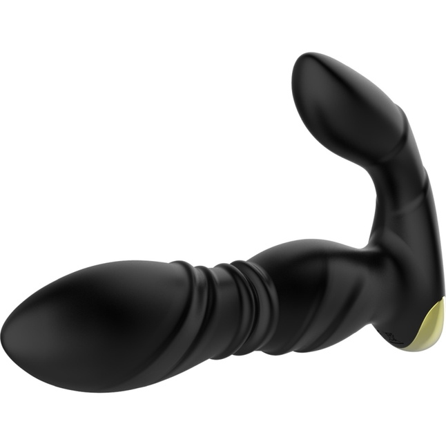 Черный L-образный вибромассажер простаты с пультом ДУ. Фотография 7.
