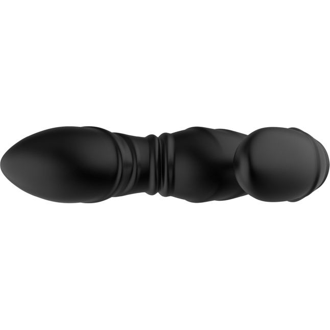 Черный L-образный вибромассажер простаты с пультом ДУ. Фотография 8.