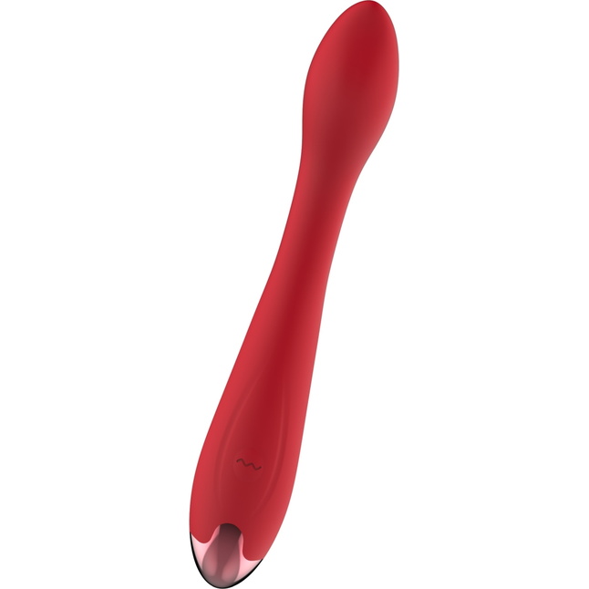 Красный изогнутый вибратор для массажа точки G - 23 см. Фотография 5.