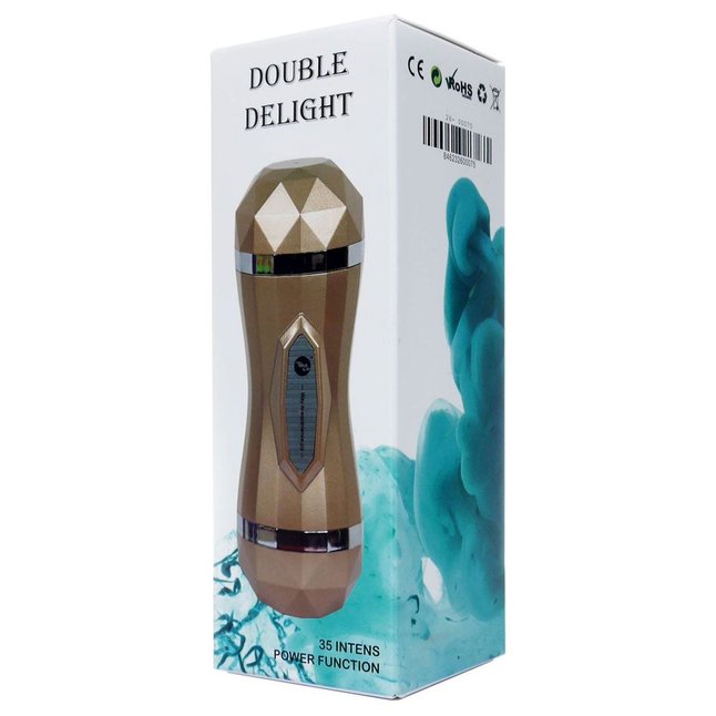 Двусторонний мастурбатор с вибрацией Double Delight - вагина и ротик. Фотография 3.