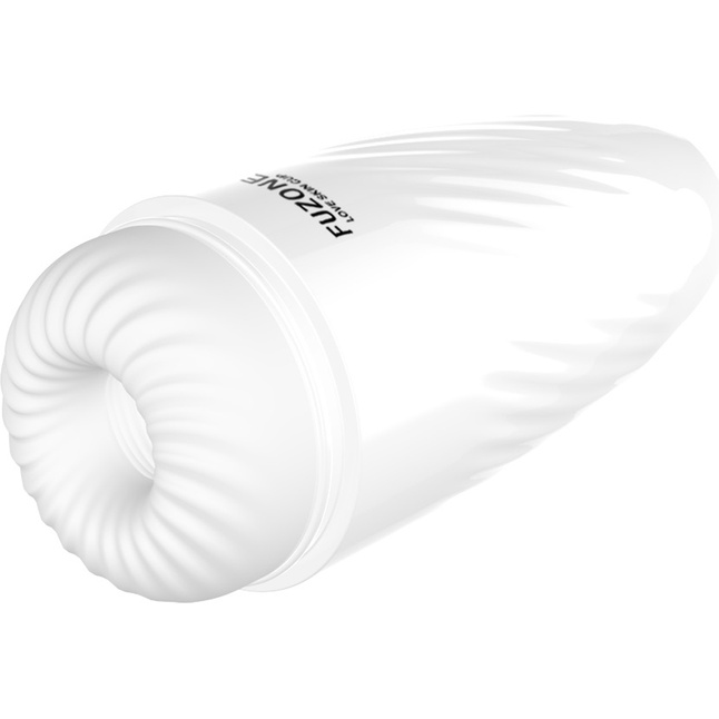 Белый мастурбатор с вибрацией в колбе Fuzone. Фотография 7.