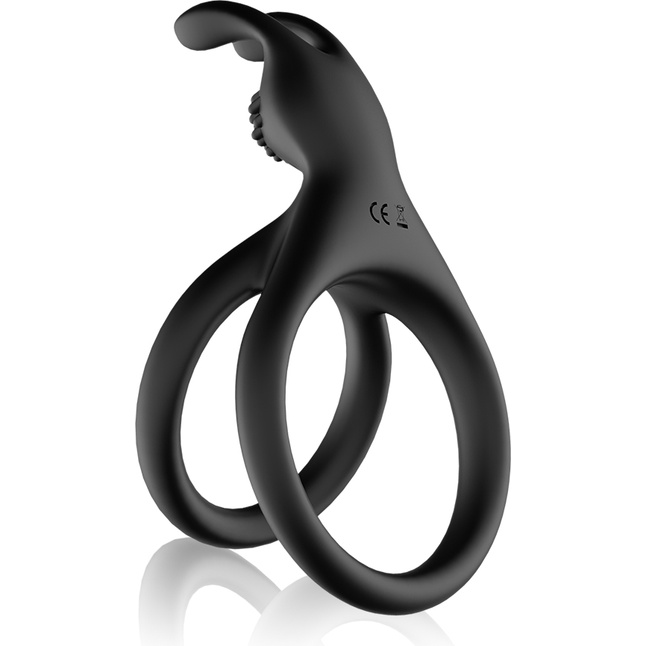 Черное эрекционное кольцо с подхватом мошонки. Фотография 7.