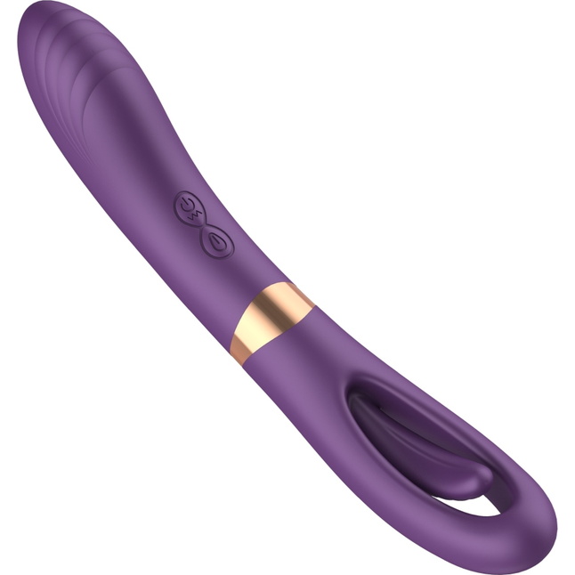 Фиолетовый двусторонний вибратор - 27 см. Фотография 6.