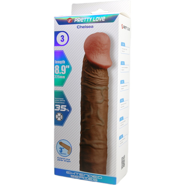 Удлиняющая насадка на пенис Chelsea - 22,5 см - Pretty Love. Фотография 11.