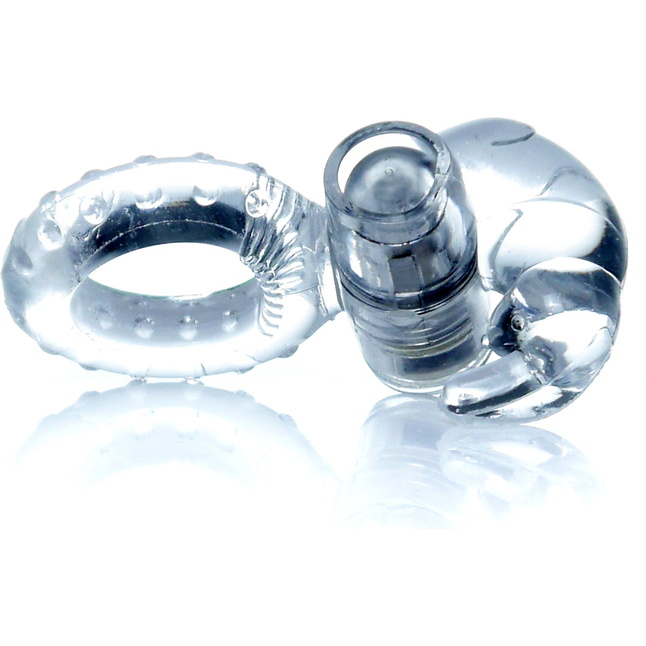 Прозрачное эрекционное виброкольцо с клиторальным зайчиком. Фотография 5.