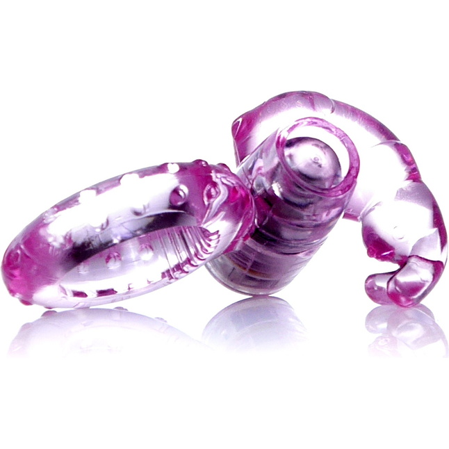 Розовое эрекционное виброкольцо с клиторальным зайчиком. Фотография 5.