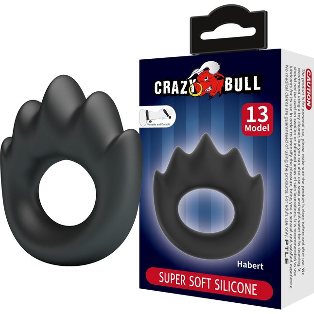 Черное эрекционное кольцо Habert - Crazy Bull. Фотография 3.