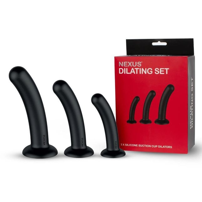 Набор из 3 черных анальных втулок Dilating Set. Фотография 2.