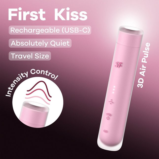 Розовый вакуумный стимулятор First Kiss. Фотография 7.