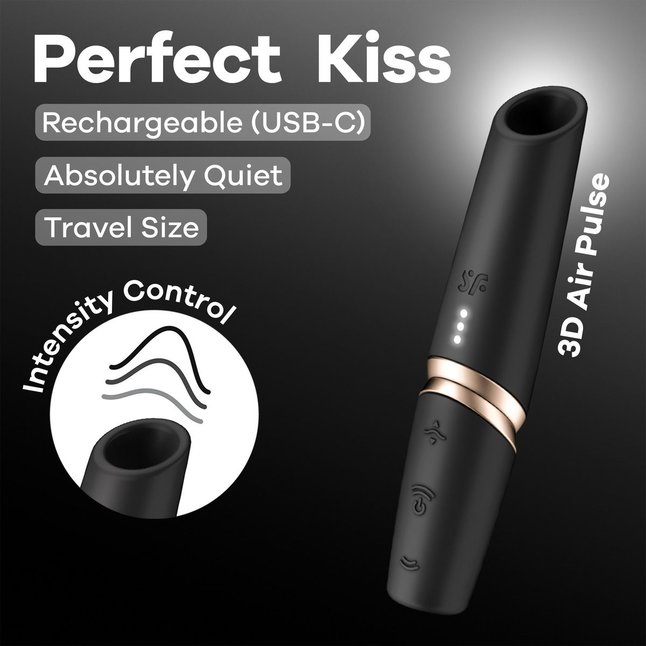 Черный вакуумный стимулятор Perfect Kiss. Фотография 6.