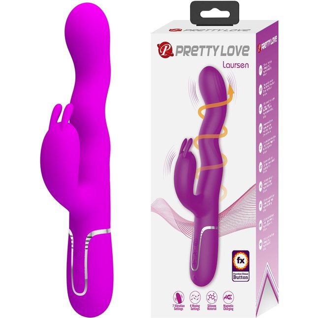Лиловый вибратор с функцией волновой стимуляции Laursen - 24,9 см - Pretty Love. Фотография 3.