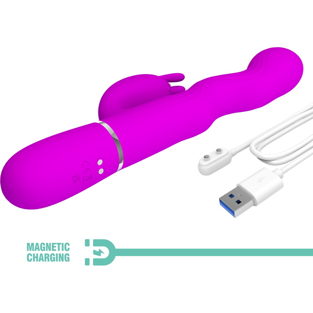 Лиловый вибратор с функцией волновой стимуляции Laursen - 24,9 см - Pretty Love. Фотография 10.