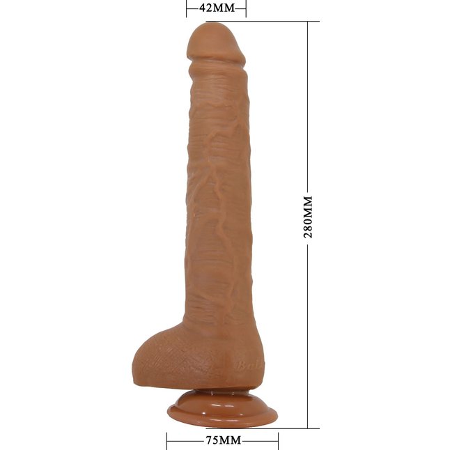 Темно-бежевый фаллоимитатор-гигант на присоске Dick - 28 см. Фотография 9.