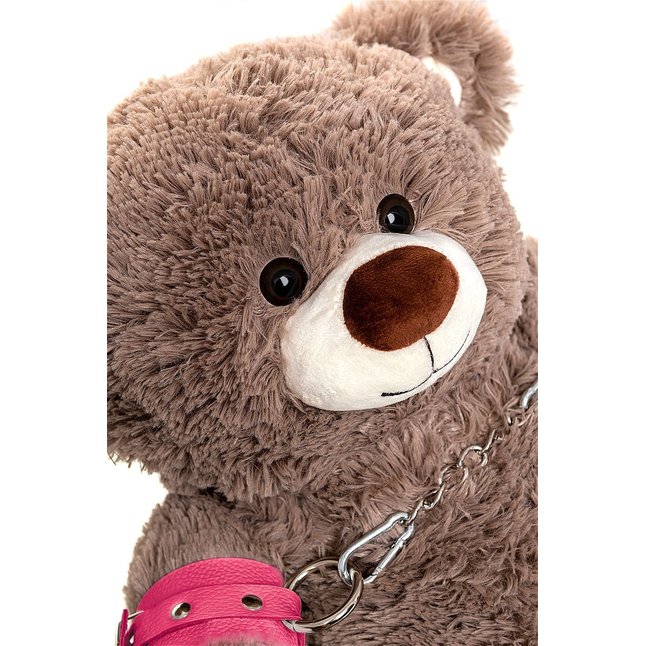 Бондажный набор: бурый мишка с розовыми оковами и наручниками. Фотография 4.