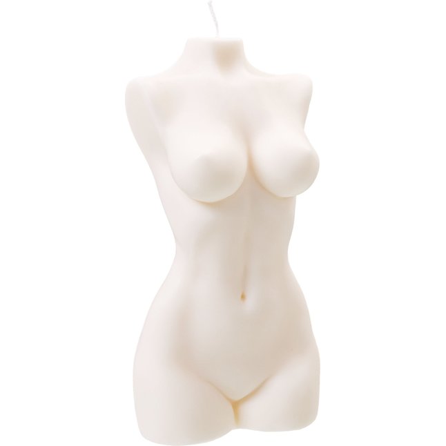 Белая интерьерная свеча в форме женского торса - 850 гр. Фотография 2.