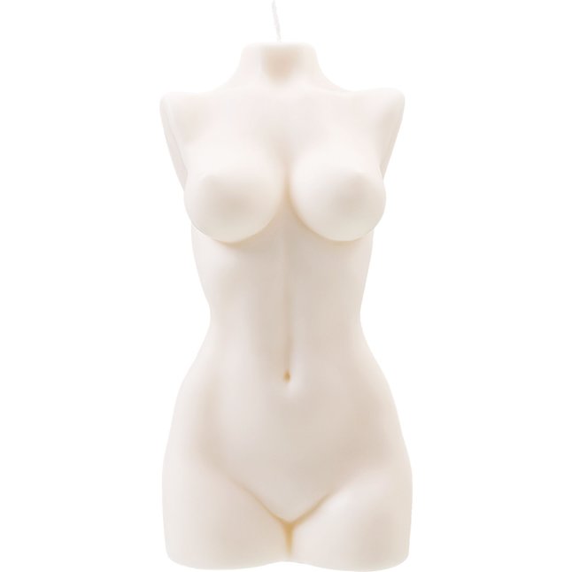 Белая интерьерная свеча в форме женского торса - 850 гр. Фотография 3.