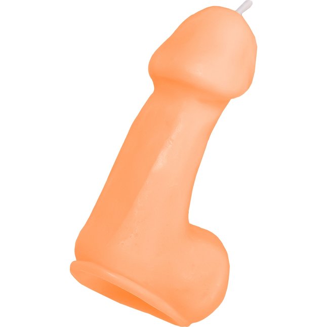 Оранжевая свеча в форме пениса - 47 гр. Фотография 2.