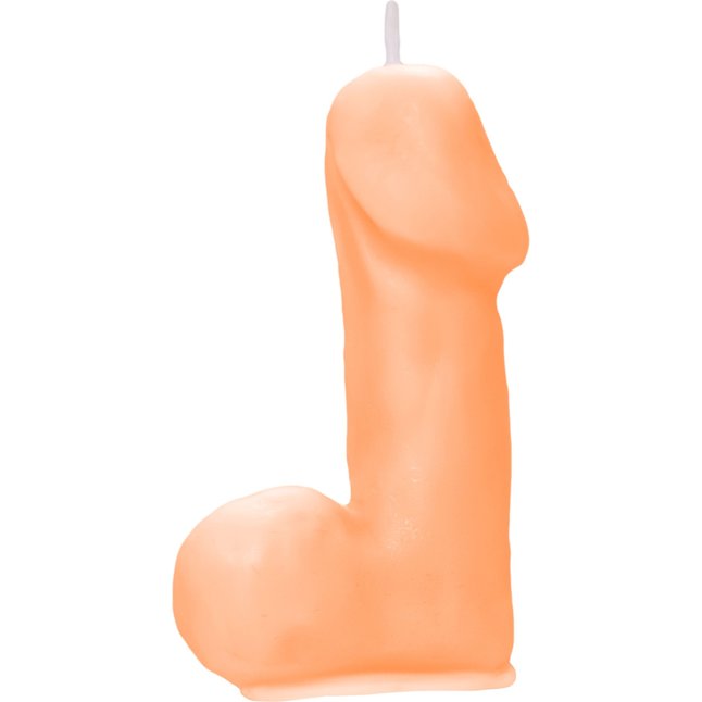 Оранжевая свеча в форме пениса - 47 гр. Фотография 4.