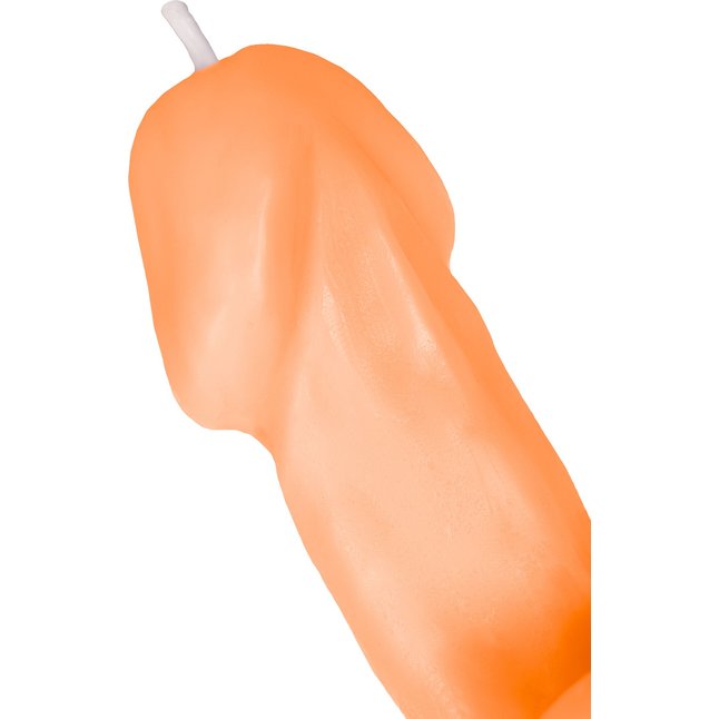 Оранжевая свеча в форме пениса - 47 гр. Фотография 6.