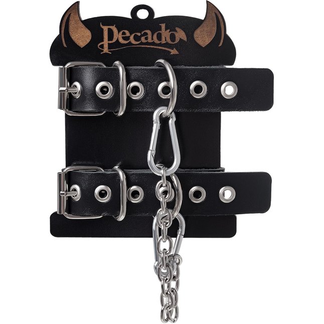 Черные оковы из одного ремешка с люверсами. Фотография 7.