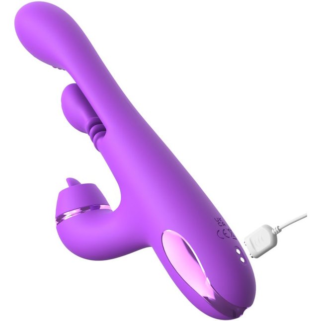 Фиолетовый вибратор с тройной стимуляцией Intimotion Pulse Pro - 24 см - Fantasy For Her. Фотография 6.