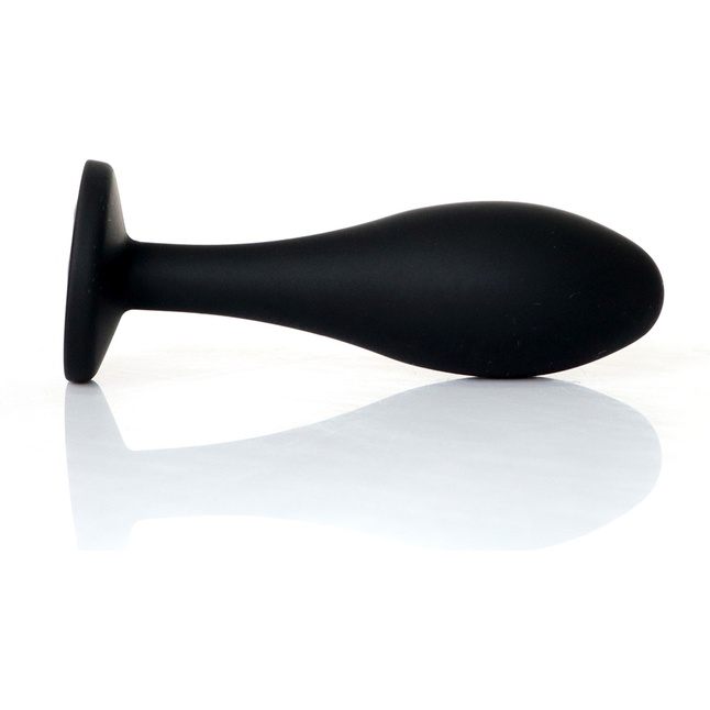 Черная анальная втулка с прозрачным кристаллом - 9,2 см. Фотография 5.