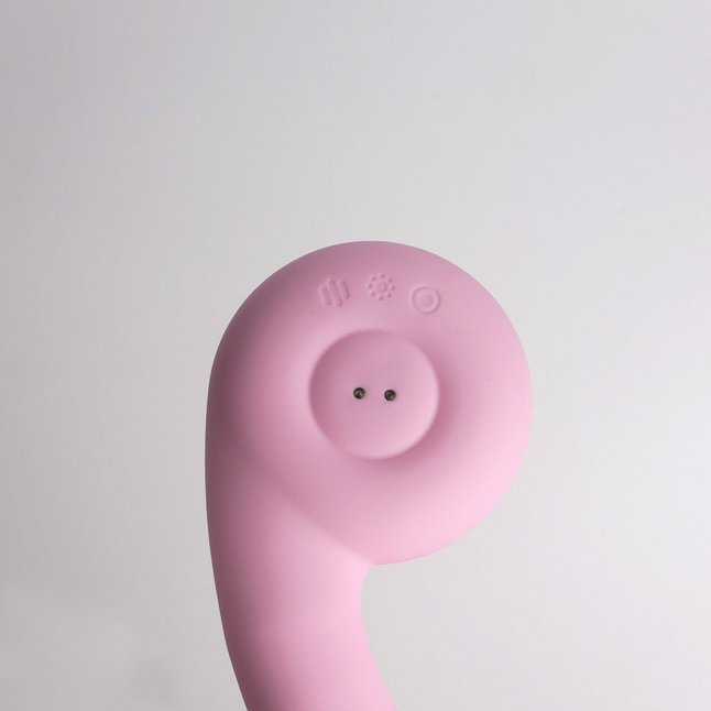 Розовый вибростимулятор точки G с нагревом Bendable Heating G-Spot Vibrator. Фотография 3.
